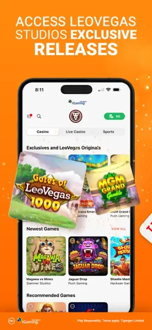 aplicación móvil Leovegas